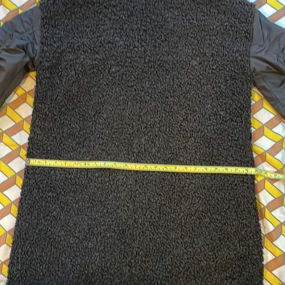 Womens NVLT Berber Fleece Black MidLength Zip Up Coat Large Fashion Buckle Neck - Picture 15 of 15